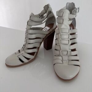 Leather Dolce Vita Heeled Cage Sandals, Size 7.5